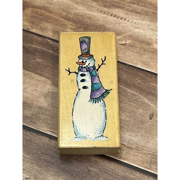 1995 STAMPENDOUS! N045 SLIM SNOWMAN WOOD MOUNTED RUBBER STAMP - Picture 1 of 4